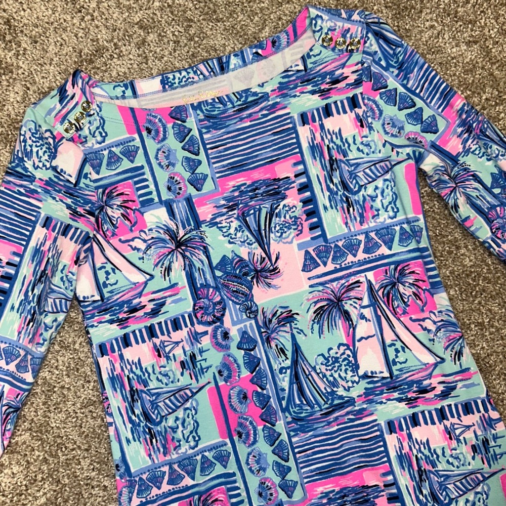Lilly Pulitzer‎ Sophie Dress Whisper Blue Yeah Buoy Women XS UPF 50+ Sailboat